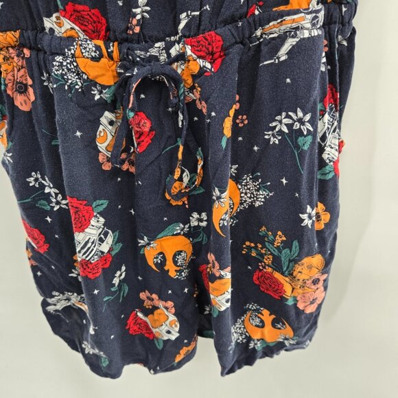Her Universe Star Wars Black Floral Romper Tie-Front Pockets Size Small - Picture 5 of 11